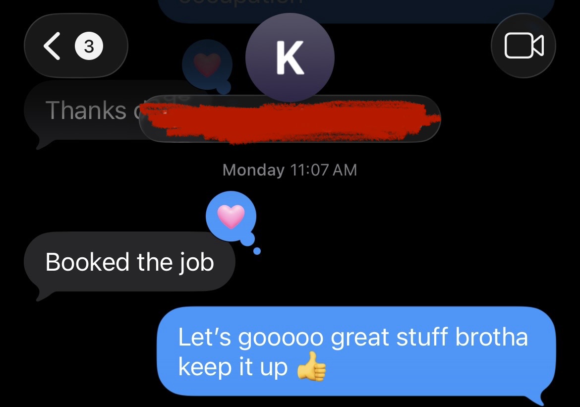Client texting about booking a job